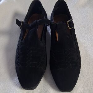 Black Suede Buckle Loafers